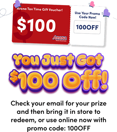 You Just Got $100 Off! Check your email for your prize and then  bring it in store to redeem, or use online now  with promo code: 100OFF